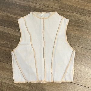 Shein White and Baby Pink Lined Top